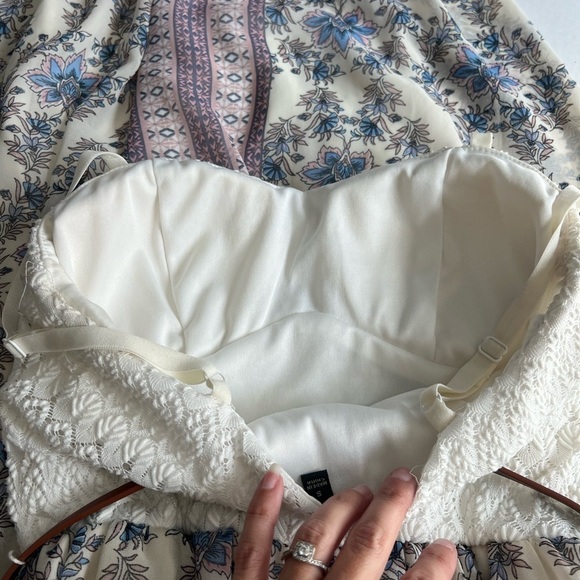 Lily Rose color block mixed textile maxi dress cream floral belt size small - Picture 9 of 16